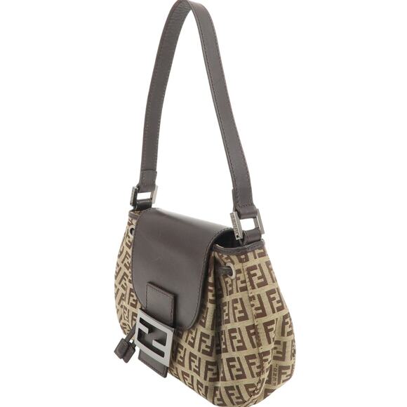 💎✨BEAUTIFUL✨💎Authentic FENDI Zucchino Canvas Leather Shoulder Bag - Picture 5 of 17